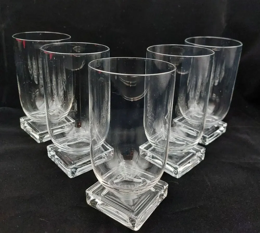 Vintage Cambridge Glass Square Highball Tumblers Pattern 3797 Set of 5 MCM